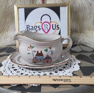 International Heartland set Gravy Boat and Dish Cottage Core Goose Geese Vintage